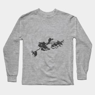 Dark gray linear image. Flower. Long Sleeve T-Shirt